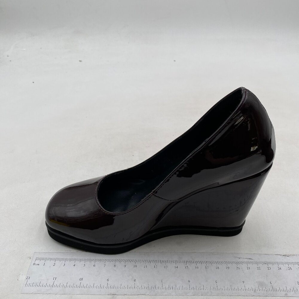 Wansseny Dark Brown Round Toe Wedge High Heel Pumps Slip On Graceful Ladies Shoe